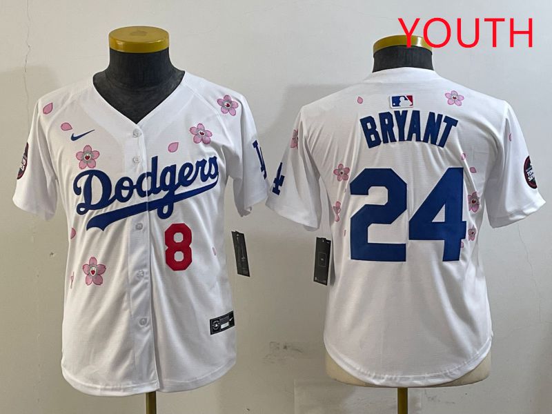 Youth Los Angeles Dodgers 24 Bryant White Sakura Edition 2025 Nike MLB Jersey style 10